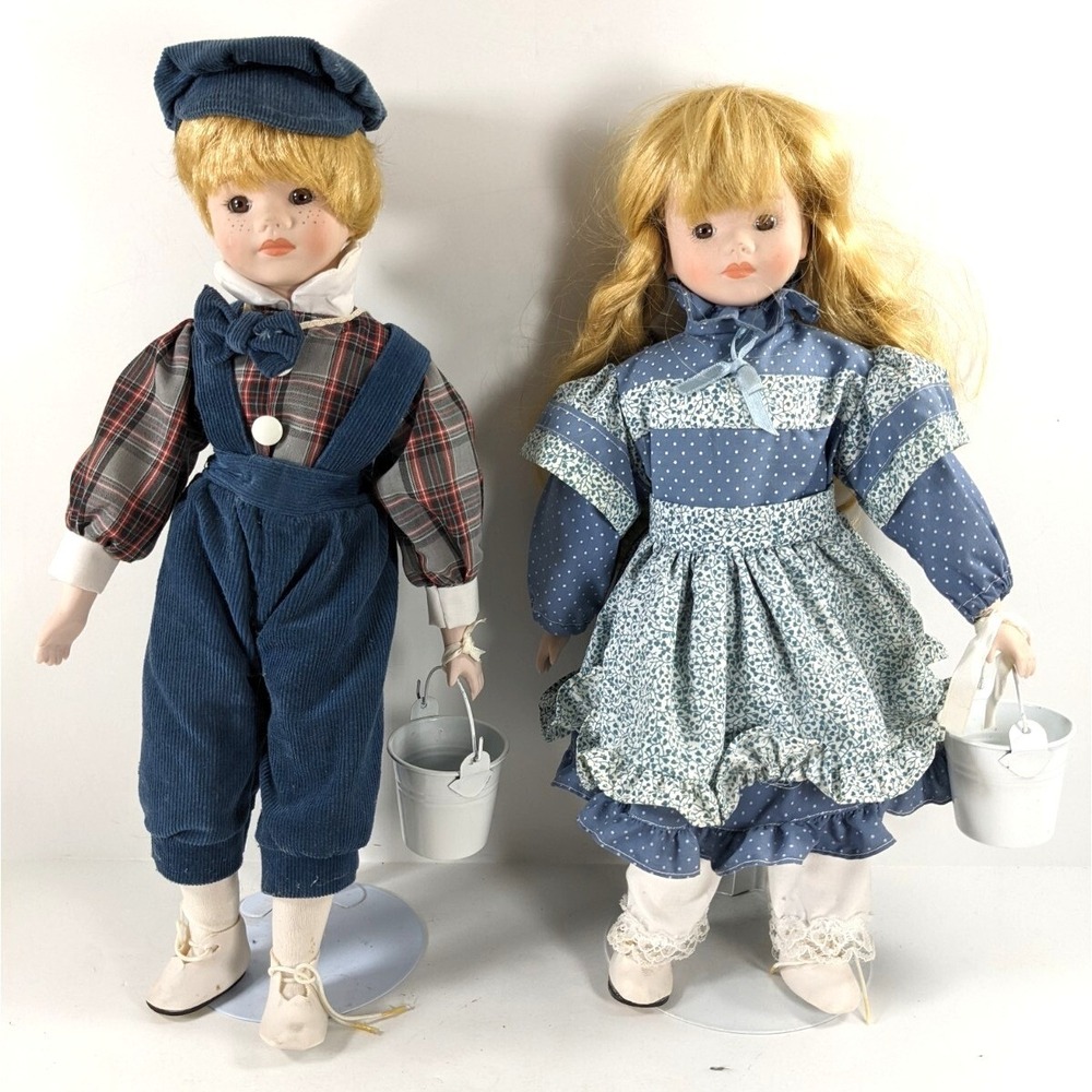 2 Ashton Drake galleries porcelain dolls 25 anniversary collection Girl and Boy